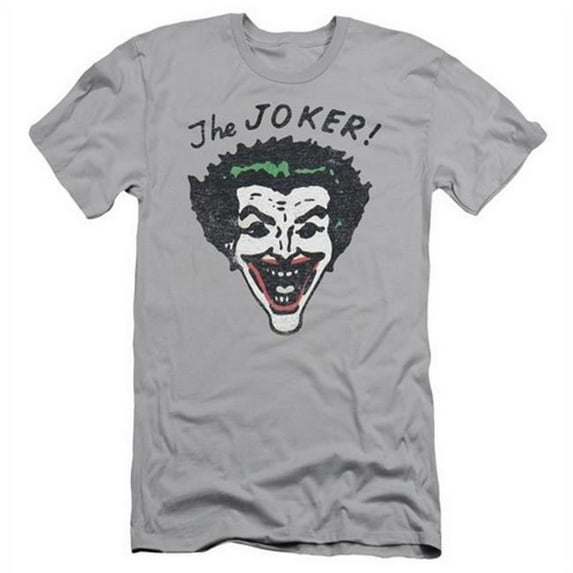 Trevco Batman-Retro Joker - Short Sleeve Adult 30-1 Tee - Silver- Extra Large