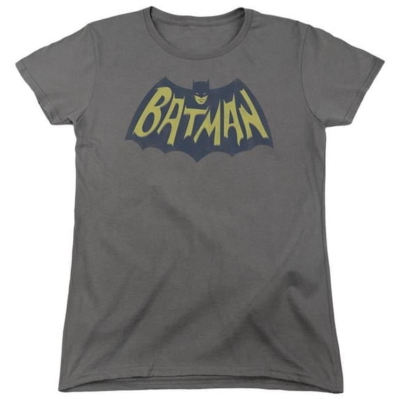 Trevco Batman & Show Bat Logo Short Sleeve Cotton Womens T-Shirt, Charcoal - 2X