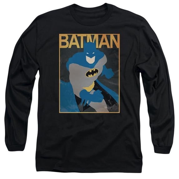 Trevco Batman & Simple BM Poster Adult Cotton Long Sleeve 18-1 T-Shirt, Black - 3X