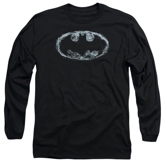 Trevco Batman & Smoke Signal Long Sleeve Cotton Adult 18-1 T-Shirt, Black - 3X