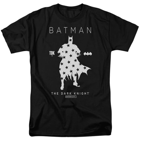 Trevco Batman & Star Silhouette Adult Regular Fit Cotton Short Sleeve 18-1 T-Shirt, Black - 4X