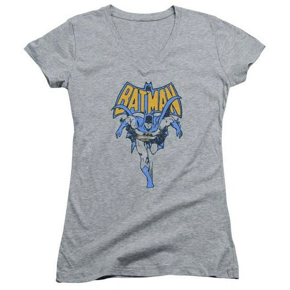 Trevco  Batman & Vintage Run Juniors Sheer Cotton Cap Sleeve V-Neck Jersery, Athletic Heather - 2X