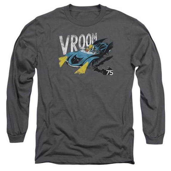 Trevco Batman-Vroom - Long Sleeve Adult 18-1 Tee - Charcoal- Medium