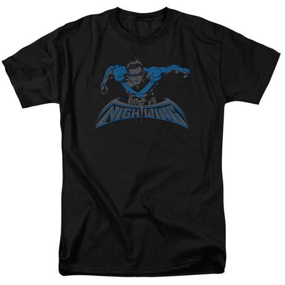 Trevco BM2468-AT-9 Batman & Wing of the Night Adult Regular Fit Cotton Short Sleeve 18-1 T-Shirt, Black - 6X