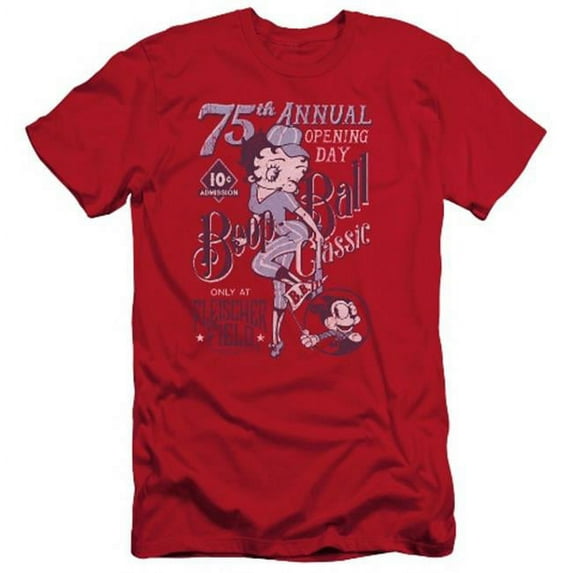 Trevco Betty Boop-Boop Ball - Short Sleeve Adult 30-1 Tee - Red, Extra Large