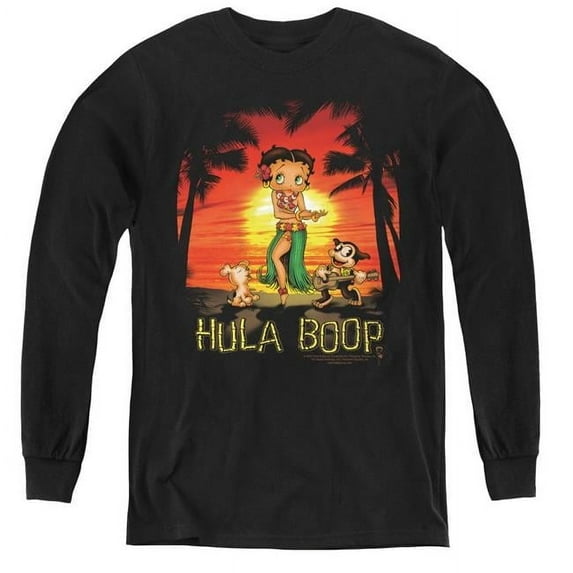 Trevco TLTSH220-YL-2 Betty Boop & Hulaboop Youth Long Sleeve T-Shirt, Black - Medium