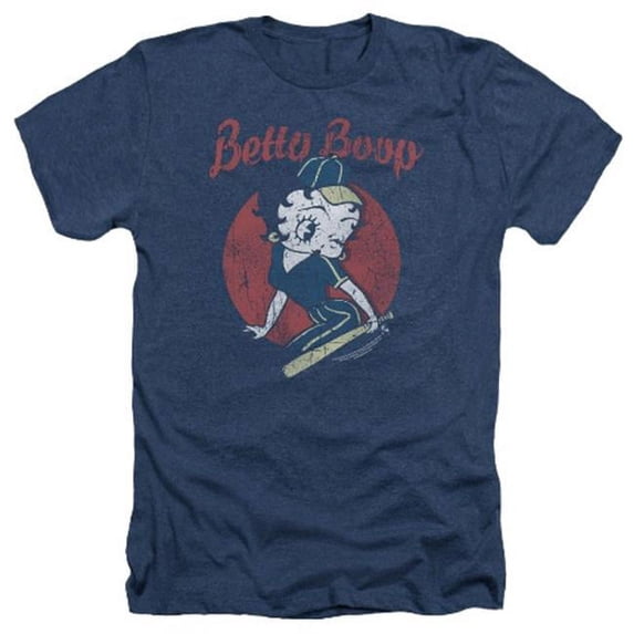 Betty Boop Animated Cartoon Character Baseball Pin-Up Adult Heather T-Shirt Tee