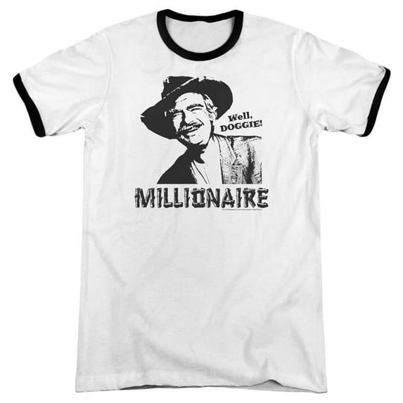Trevco Beverly Hillbillies & Millionaire Adult Ringer Short Sleeve T-Shirt, White & Black - 2X