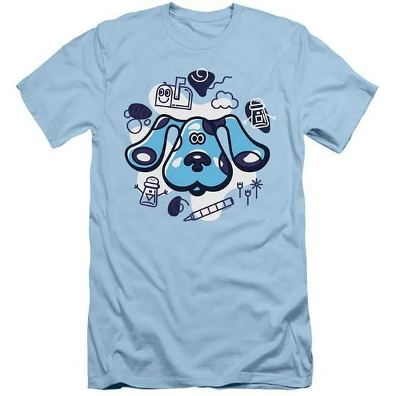 Trevco Blues Clues Classic & Friends Short Sleeve Adult 30-1 T-Shirt, Light Blue - Medium
