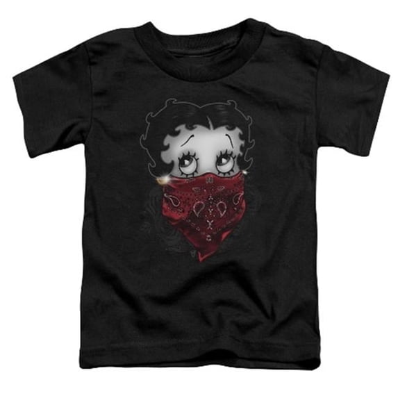Trevco Boop-Bandana & Roses - Short Sleeve Toddler Tee - Black- Medium 3T