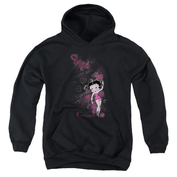 Trevco Boop-Cutie - Youth Pull-Over Hoodie - Black- Large