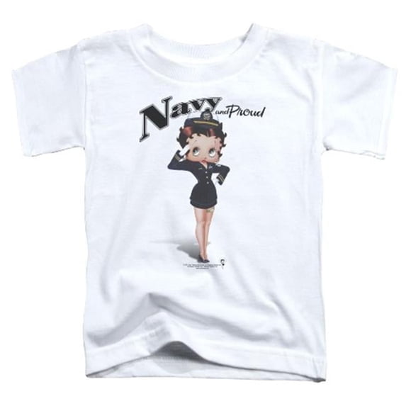 Trevco Boop-Navy Boop - Short Sleeve Toddler Tee - White- Large 4T