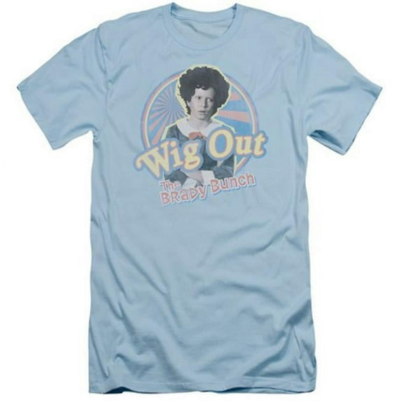Trevco Brady Bunch-Wig Out - Short Sleeve Adult 30-1 Tee - Light Blue, Small