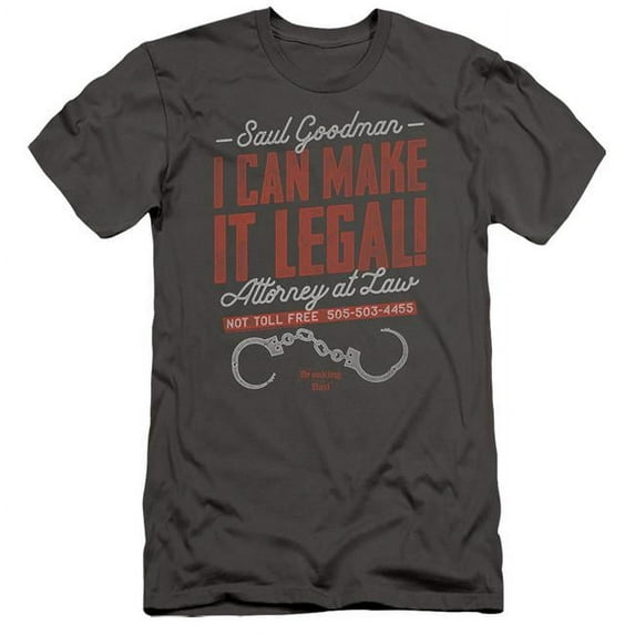 Trevco Breaking Bad & Make It Legal Short Sleeve Adult 30-1 T-Shirt, Charcoal - Extra Large