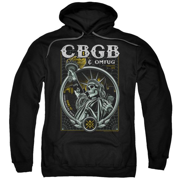 Trevco  CBGB & Liberty Skull Adult Cotton & Polyster Pull-Over Hoodie, Black - 2X