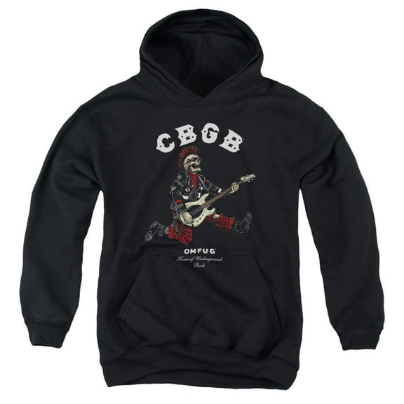 Trevco  CBGB & Skull Jump Youth Pull-Over Hoodie, Black - Small