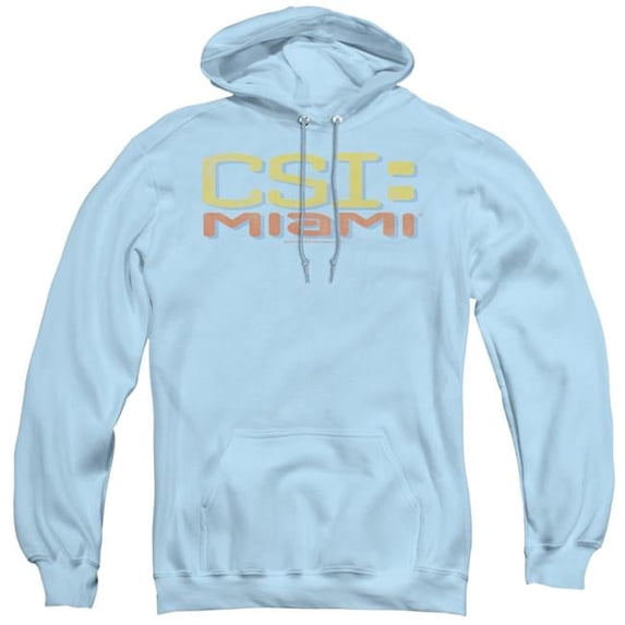 Trevco CBS1006-AFTH-2 CSI Miami & Logo Distressed-Adult Pull-Over Hoodie, Light Blue - Medium