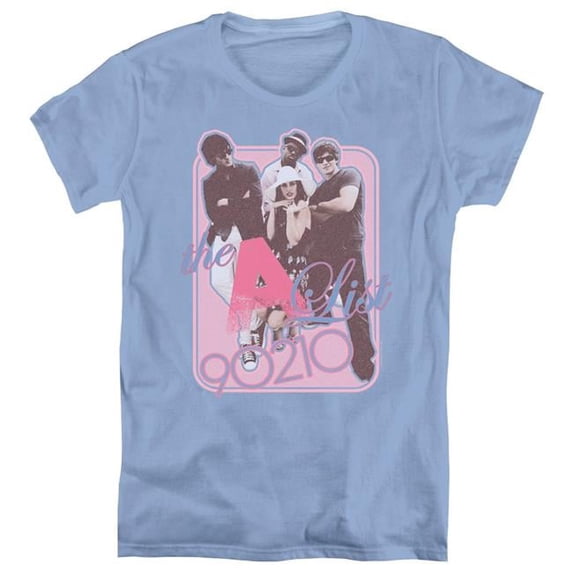 Trevco CBS1062-WT-2 Womens 90210 & The A List-Short Sleeve Tee, Carolina Blue - Medium