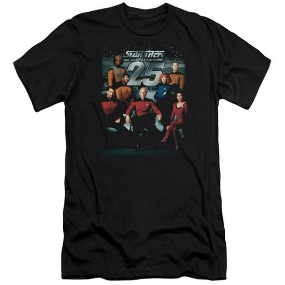 Trevco CBS1084-PSF-1 Star Trek & 25th Anniversary Crew Adult Premium Canvas Slim Fit 30-1 HBO Short Sleeve T-Shirt, Black - Small