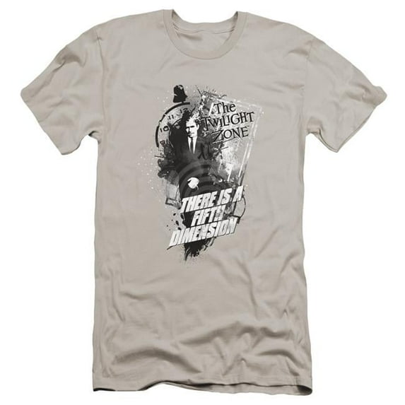 Trevco CBS1116-PSF-4 Twilight Zone & Fifth Dimension Premium Canvas Adult Cotton Slim Fit 30-1 T-Shirt, Silver - Extra Large