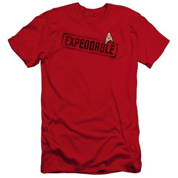 Trevco CBS1153-PSF-2 Star Trek & Expendable Premium Canvas Adult Cotton Slim Fit 30-1 T-Shirt, Red - Medium