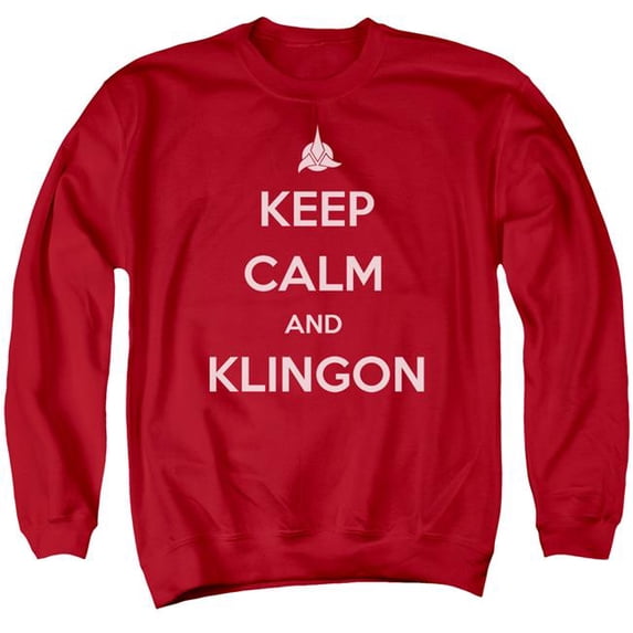 Trevco CBS1184-AS-6 Star Trek & Calm Klingon Adult Cotton & Polyster Crewneck Sweatshirt, Red - 3X