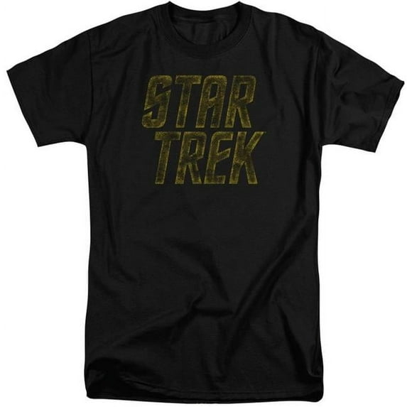 Trevco CBS1193-ATT-6 Star Trek & Distressed Logo Short Sleeve Adult Cotton Tall T-Shirt, Black - 3X