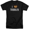 thumbnail image 1 of Trevco CBS1201-ATT-6 Star Trek & I Heart Tribbles Short Sleeve Adult Cotton Tall T-Shirt, Black - 3X, 1 of 1