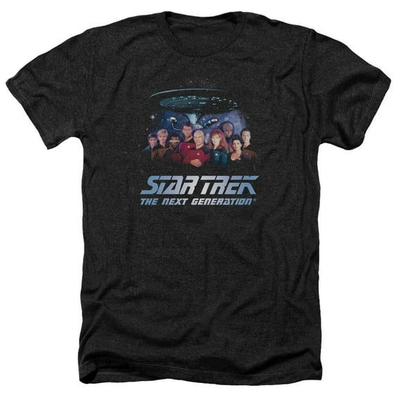 Trevco CBS1209-HA-4 Star Trek & Space Group Adult Regular Fit Heather Short Sleeve T-Shirt, Black - Extra Large