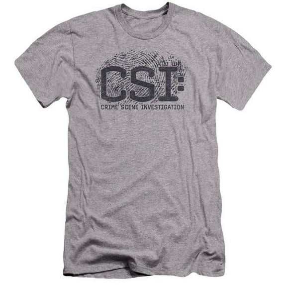 Trevco CBS1215-PSF-4 CSI & Distressed Logo Premium Canvas Adult Cotton Slim Fit 30-1 T-Shirt, Athletic Heather - Extra Large