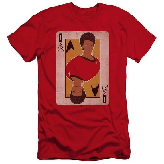 Trevco CBS1422-PSF-1 Star Trek & Tos Queen Premium Canvas Adult Cotton Slim Fit 30-1 T-Shirt, Red - Small