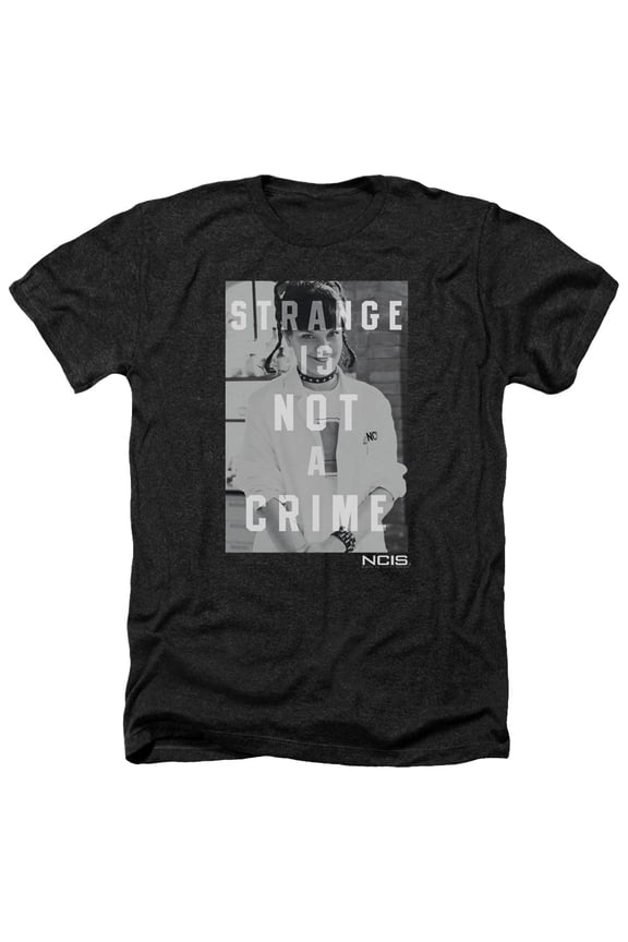 CBS1428-HA-1 NCIS & Strange Adult Regular Fit Heather Short Sleeve T-Shirt, Black - Small