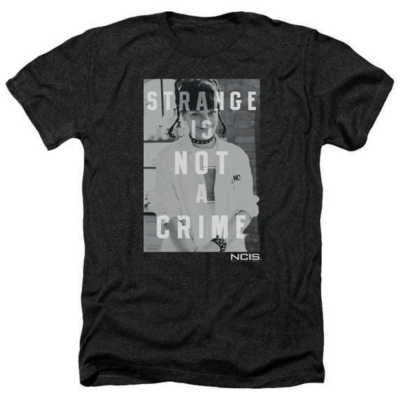 Trevco CBS1428-HA-4 NCIS & Strange Adult Regular Fit Heather Short Sleeve T-Shirt, Black - Extra Large
