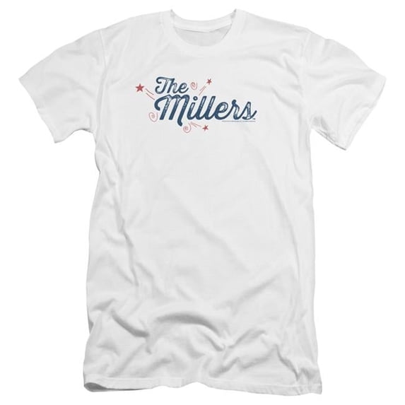 Trevco CBS1437-PSF-4 Millers & Logo Adult Premium Canvas Slim Fit 30-1 HBO Short Sleeve T-Shirt, White - Extra Large