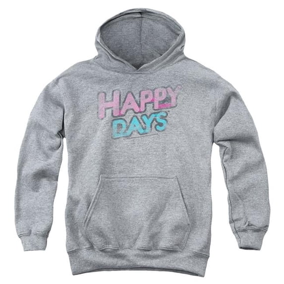 Trevco CBS146-YFTH-2 Happy Days & Distressed Youth Pull-Over Hoodie, Athletic Heather - Medium