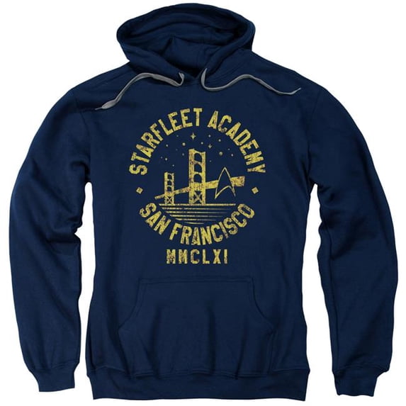 Trevco CBS1507B-AFTH-2 Star Trek & Collegiate Bridge Adult Cotton & Polyster Pull-Over Hoodie, Navy - Medium