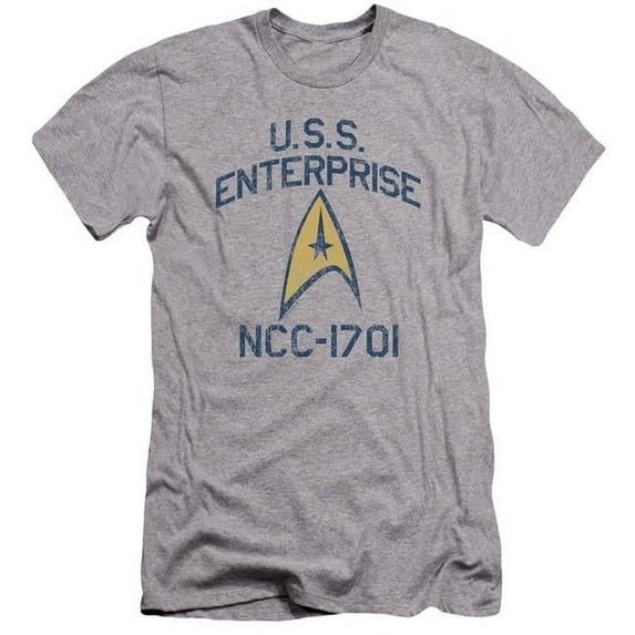 Trevco CBS1509-PSF-4 Star Trek & Collegiate Arch Premium Canvas Adult Cotton Slim Fit 30-1 T-Shirt, Athletic Heather - Extra Large