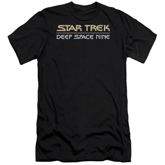 Trevco CBS152-PSF-5 Star Trek & Deep Space Nine Logo Adult Premium Canvas Slim Fit 30-1 HBO Short Sleeve T-Shirt, Black - 2X