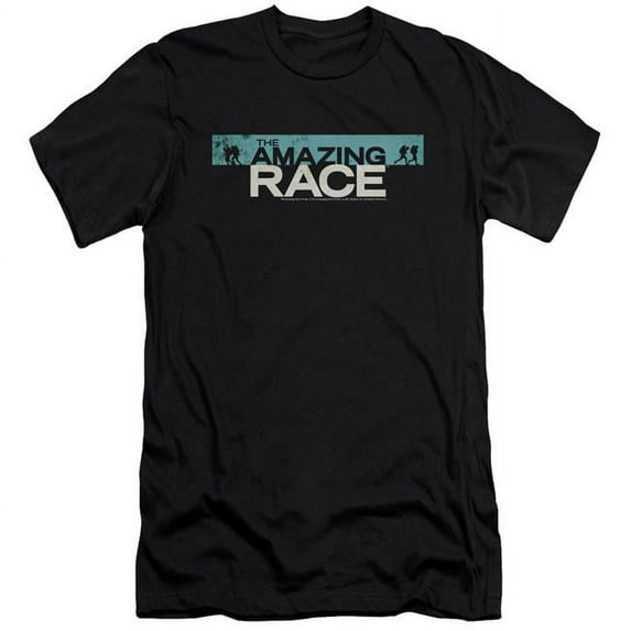 Trevco CBS1597-PSF-4 Amazing Race & Bar Logo Premium Canvas Adult Cotton Slim Fit 30-1 T-Shirt, Black - Extra Large
