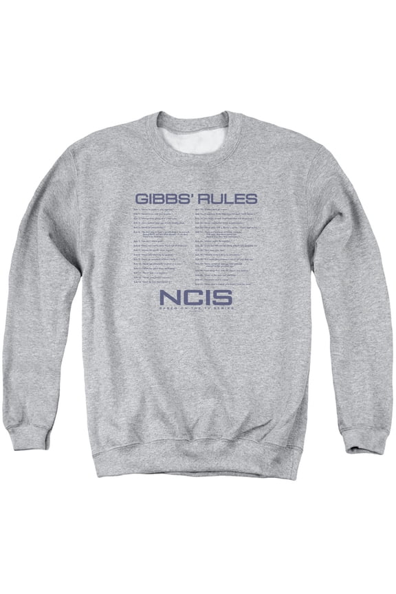 CBS1608-AS-1 NCIS & Gibbs Rules Adult Crewneck Sweatshirt, Athletic Heather - Small