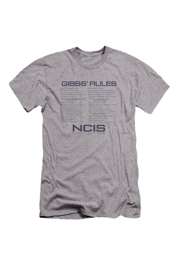 CBS1608-PSF-4 NCIS & Gibbs Rules Adult Premium Canvas Slim Fit 30-1 HBO Short Sleeve T-Shirt, Athletic Heather - Extra Large