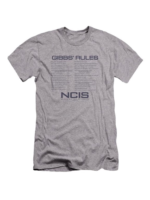 Trevco CBS1608-PSF-4 NCIS & Gibbs Rules Adult Premium Canvas Slim Fit 30-1 HBO Short Sleeve T-Shirt, Athletic Heather - Extra Large