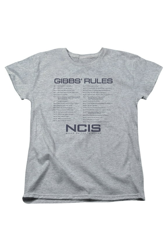 CBS1608-WT-4 NCIS & Gibbs Rules Womens Short Sleeve T-Shirt, Athletic Heather - Extra Large