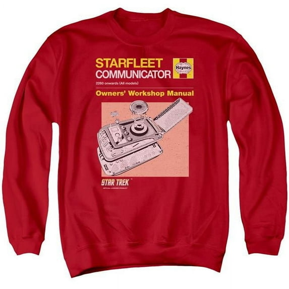 Trevco CBS1627-AS-3 Star Trek & Comm Manual Adult Cotton & Polyster Crewneck Sweatshirt, Red - Large