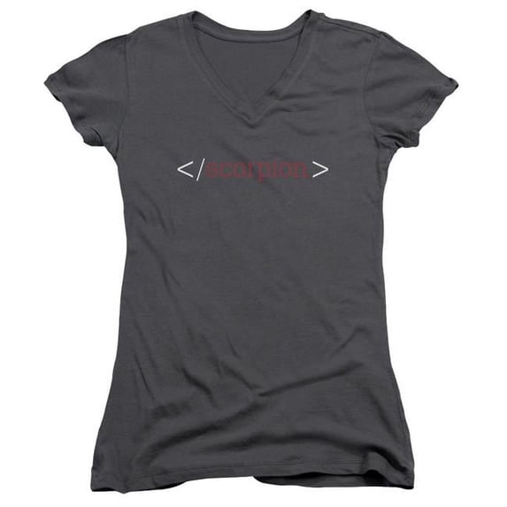 Trevco CBS1667-JV-5 Scorpion & Logo Junior V-Neck Cotton T-Shirt, Charcoal - 2X