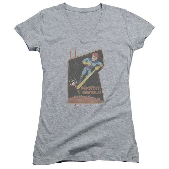 Trevco CBS1669-JV-1 Scorpion & Proton Arnold Poster Junior V-Neck Cotton T-Shirt, Athletic Heather - Small