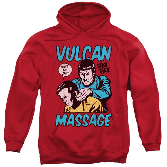 Trevco CBS1738-AFTH-2 Star Trek & Massage Adult Pull-Over Hoodie, Red - Medium