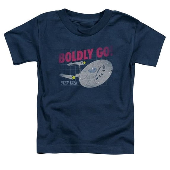 Trevco CBS1739-TT-3 Star Trek & Boldly Go Toddler Short Sleeve T-Shirt, Navy - Large - 4 Toddler