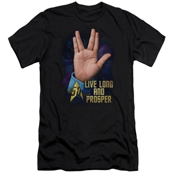 Trevco CBS1763-PSF-2 Star Trek & Llap 50 Premium Canvas Adult Cotton Slim Fit 30-1 T-Shirt, Black - Medium
