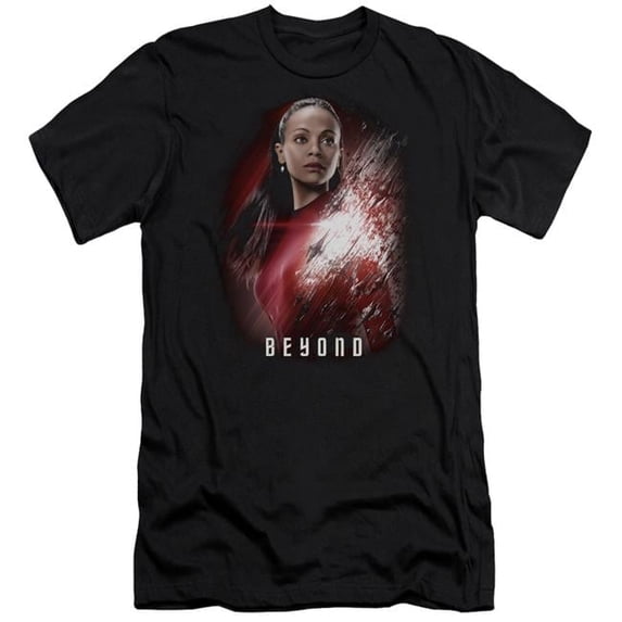 Trevco CBS1803-PSF-5 Star Trek Beyond & Uhura Poster Premium Canvas Adult Cotton Slim Fit 30-1 T-Shirt, Black - 2X